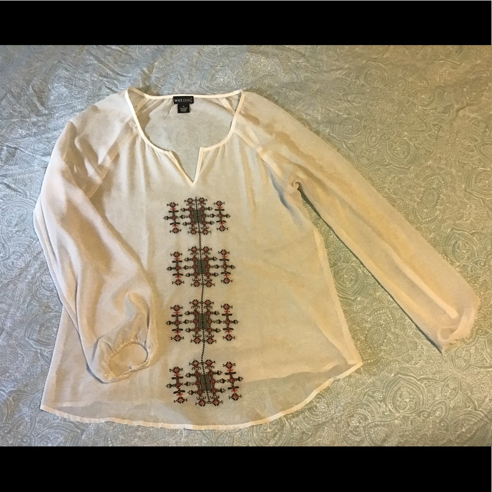 Wet Seal Sheer Long Sleeve Top